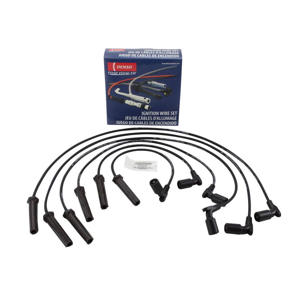 Set of 4 Spark Plugs & Ignition Wires for Buick Rendezvous, Chevy Malibu (DENSO 671-6070)