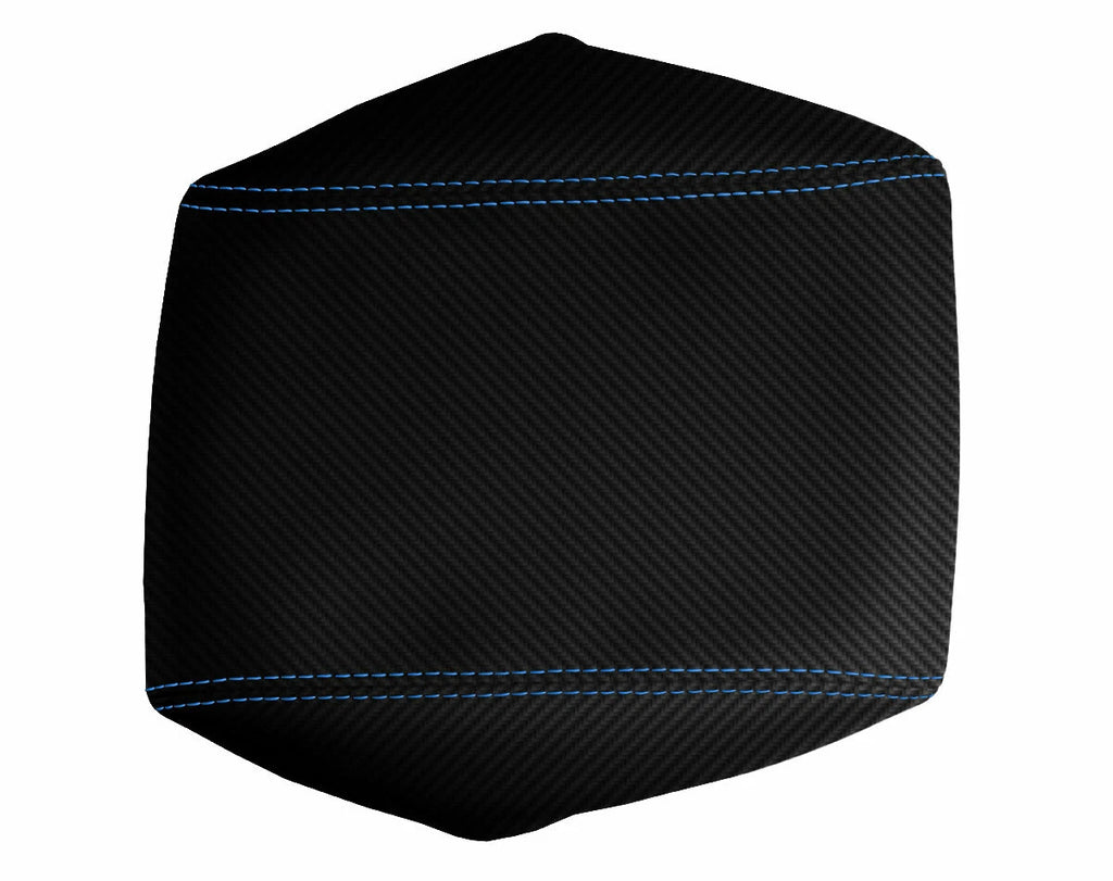 Console Lid Armrest Cover for Dodge Challenger (2008–2014) Carbon Fiber Blue Stitch