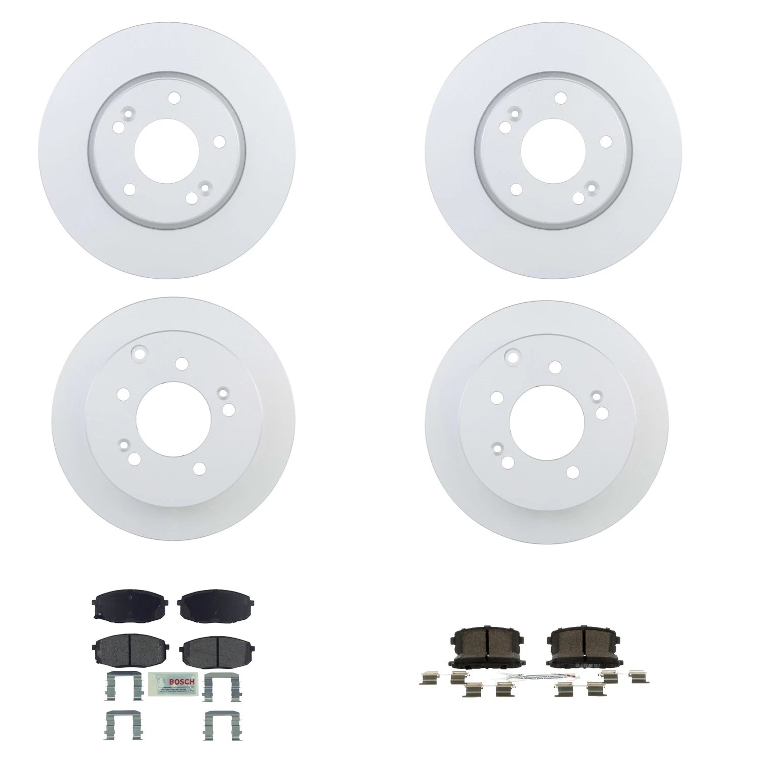 Set of 4 Bosch Disc Brake Rotors & Blue Ceramic Pads for Kia Forte Koup (2010–2016)