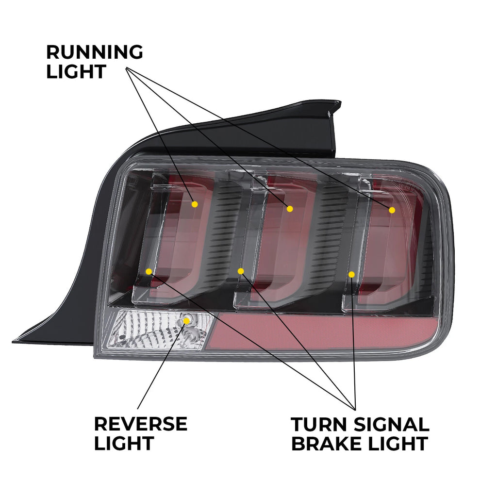 Clear LED Tube Tail Lights for Ford Mustang (2005-2009)