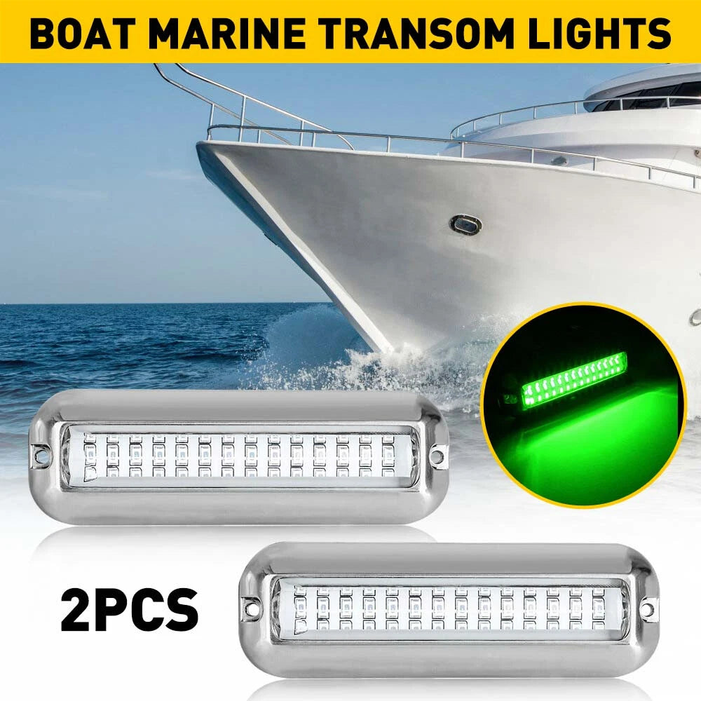 2X LED Underwater Transom Lights for Boat Marine Pontoon (316 Stainless Steel)