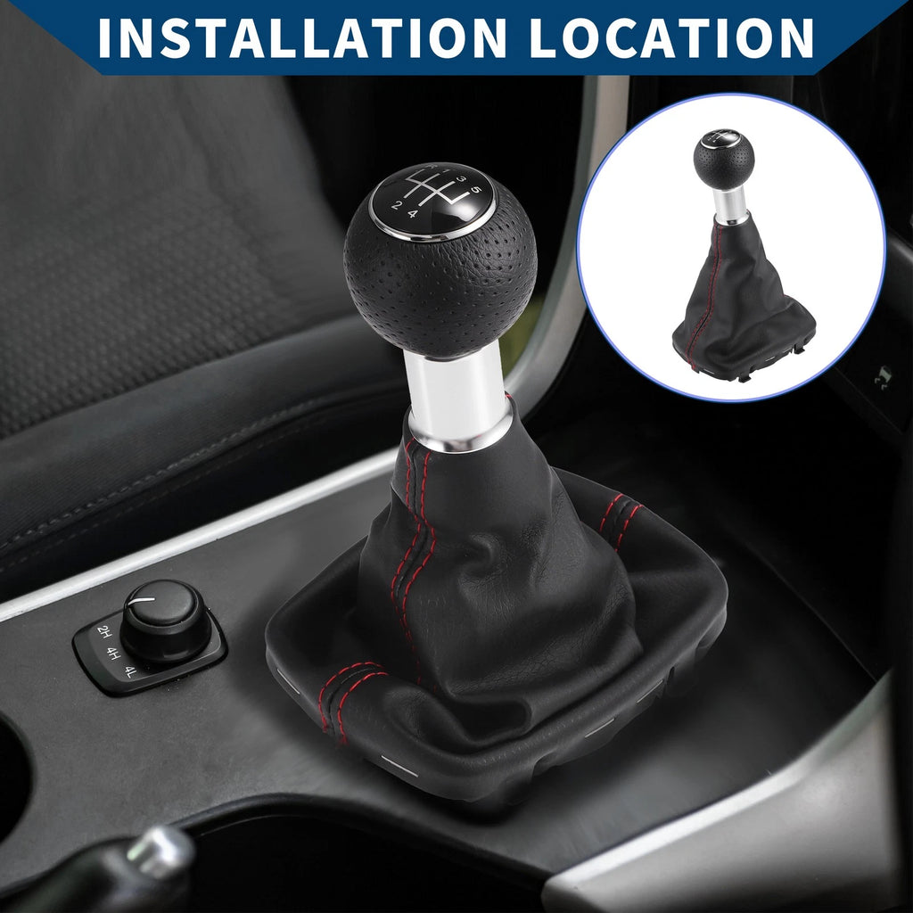 5 Speed Gear Shift Knob with Dust Cover for Audi A3 (2000–2003) Black Faux Leather
