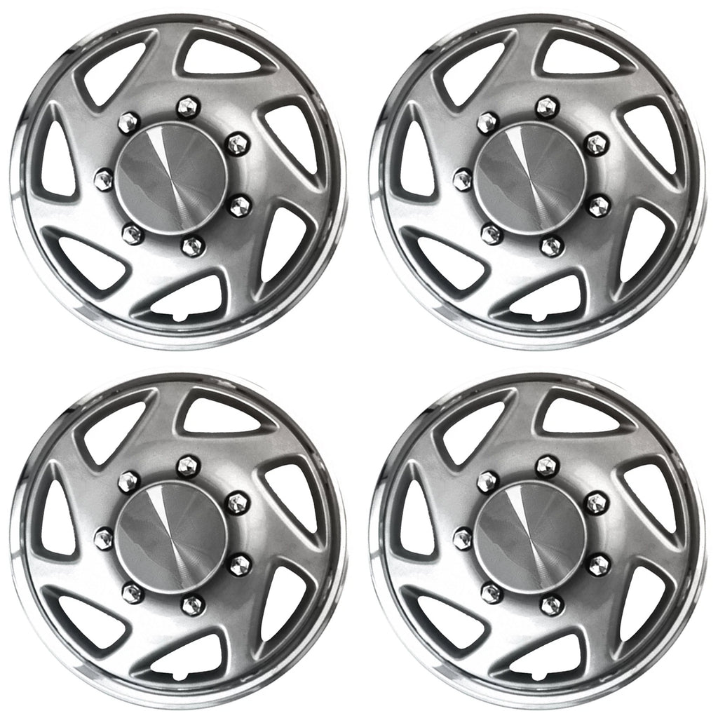 16" Chrome/Silver Push-On Wheel Cover Hubcaps for Steel Wheels - Saxon Style