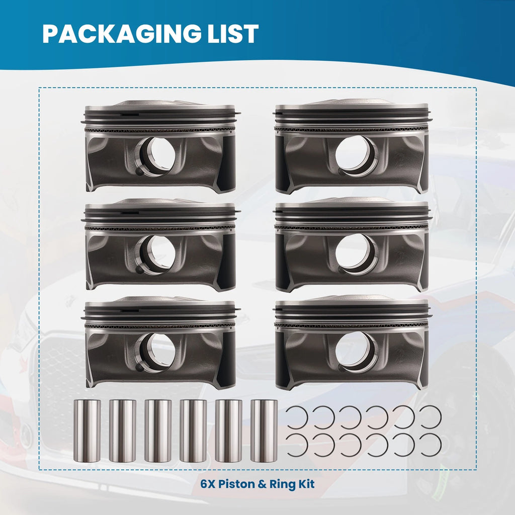 6PCS Engine Piston Kit for Saturn Outlook, Chevy Camaro 3.6L (2009–2011) 12616972