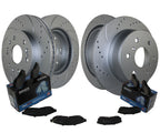 Front Rear Brake Kit with Drilled Rotors & Akebono Pads for Cadillac Chevy GMC