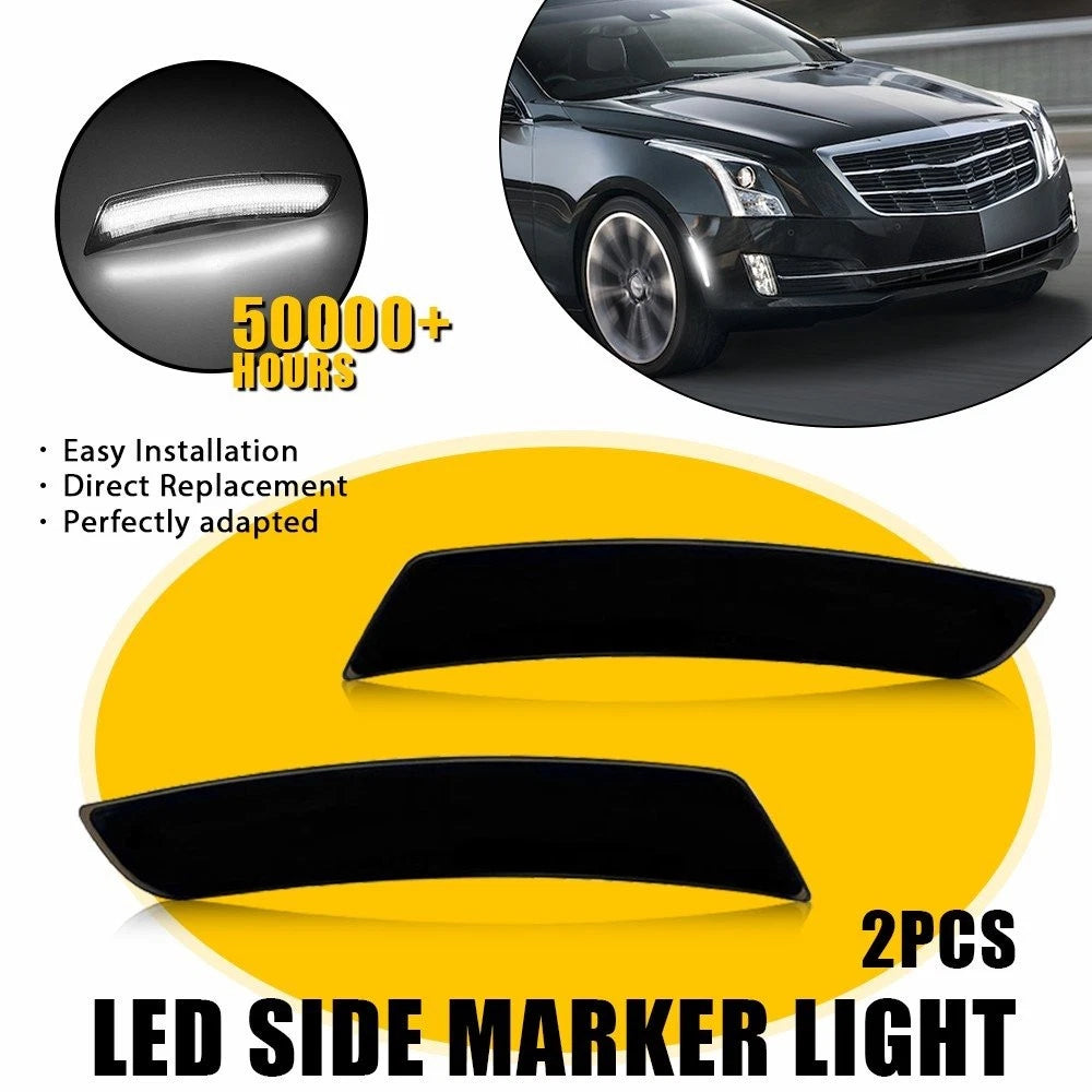2X Smoked Front LED Side Marker Lights for Chevrolet Camaro, Cadillac CTS, ATS