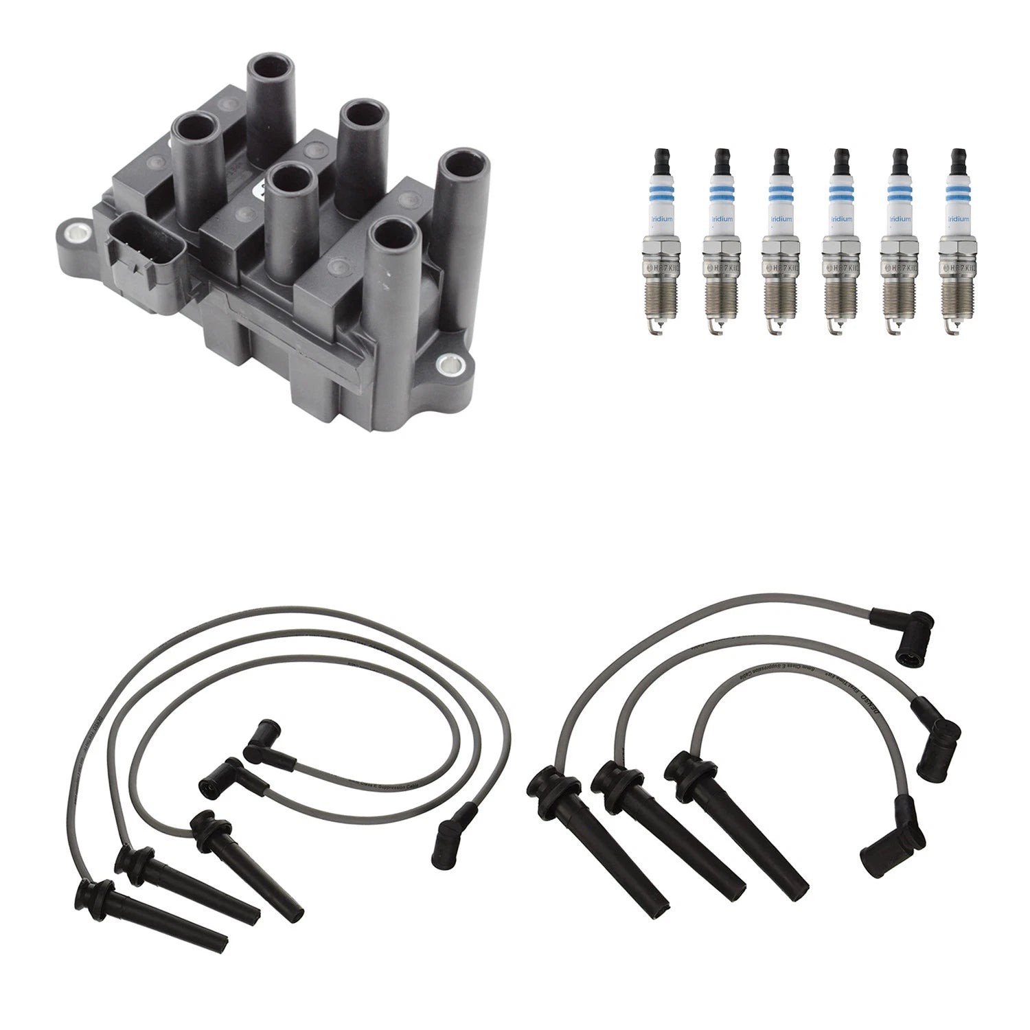 Set of 6 Denso Ignition Coil Wires & Bosch Iridium Spark Plugs for Cougar MPV (1999–2002)