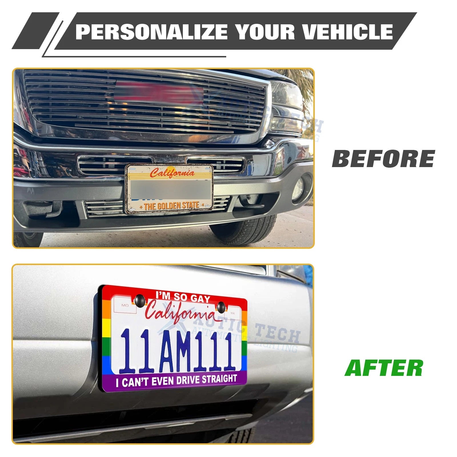 LGBT Universal 2 Holes License Plate Frame Stainless Steel (Weather-Proof)