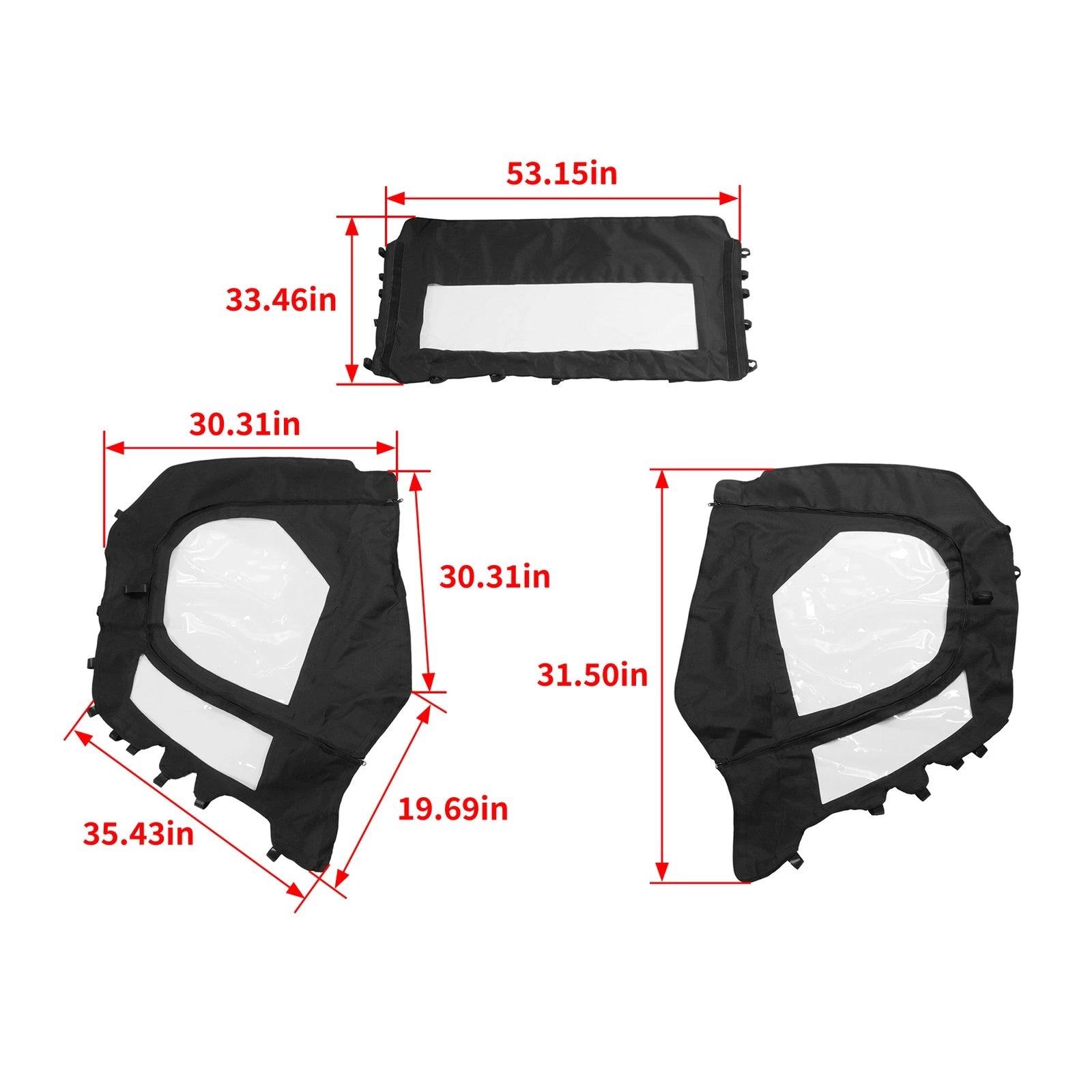 Soft Half Door Enclosure for T-Boss 550 560 750 760 UTV (PVC, Black/Clear)