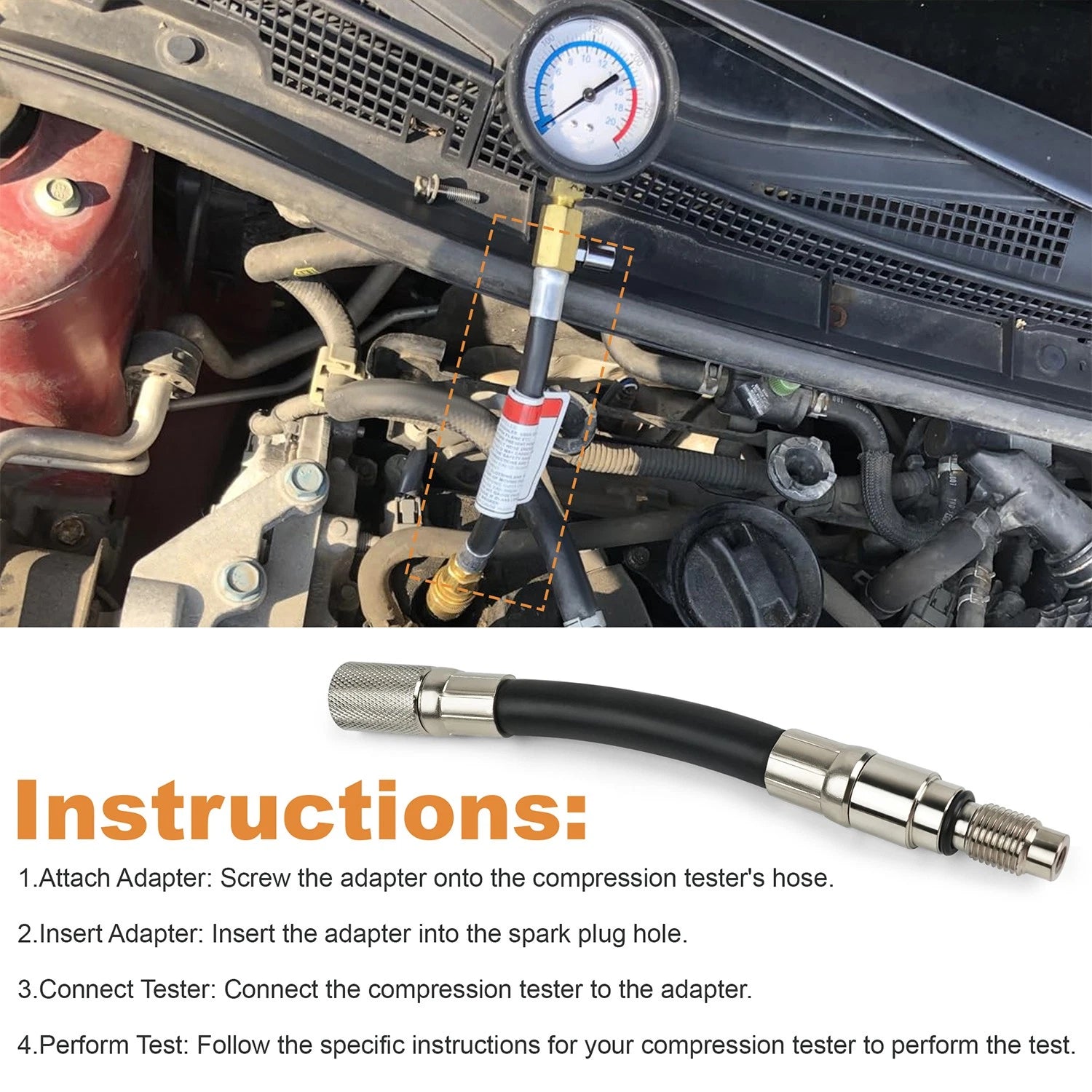 12mm Compression Test Adapter for Ford 4.6/5.4/6.8L 3-Valve (2008–Present)