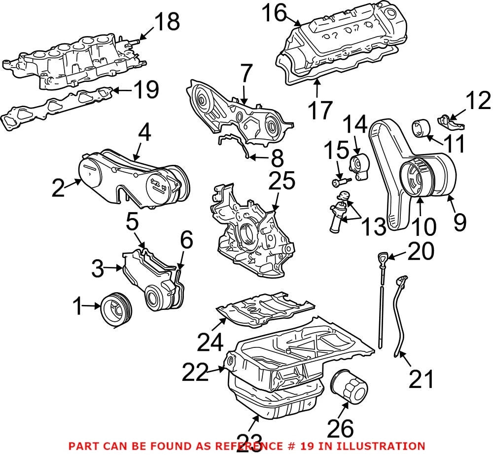 Lower Engine Intake Manifold Gasket for ES300 ES330 RX300 RX330 RX400h (2001–2006)
