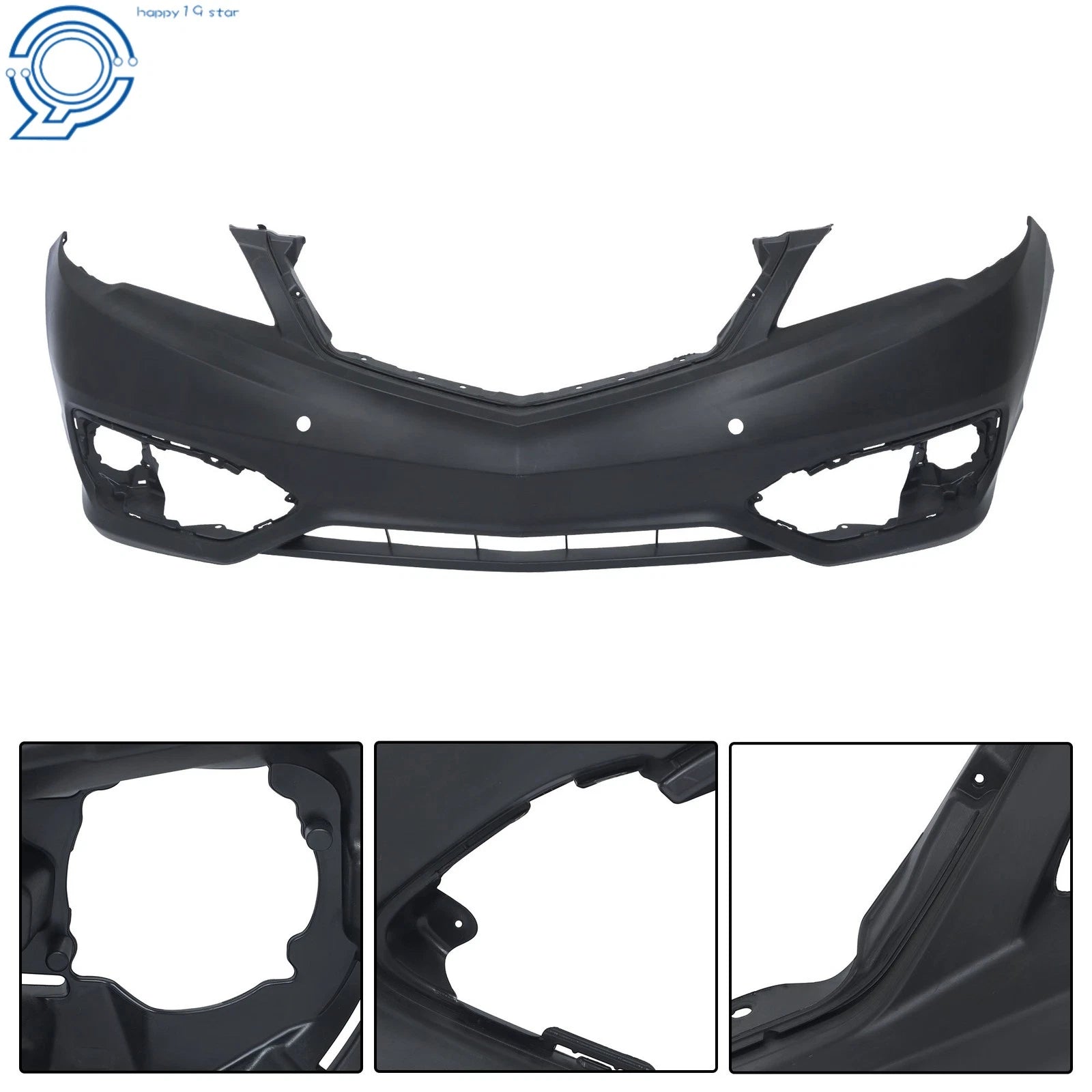 Primed Front Bumper Cover for Acura RDX (2016–2018) with Parking Sensor Hole