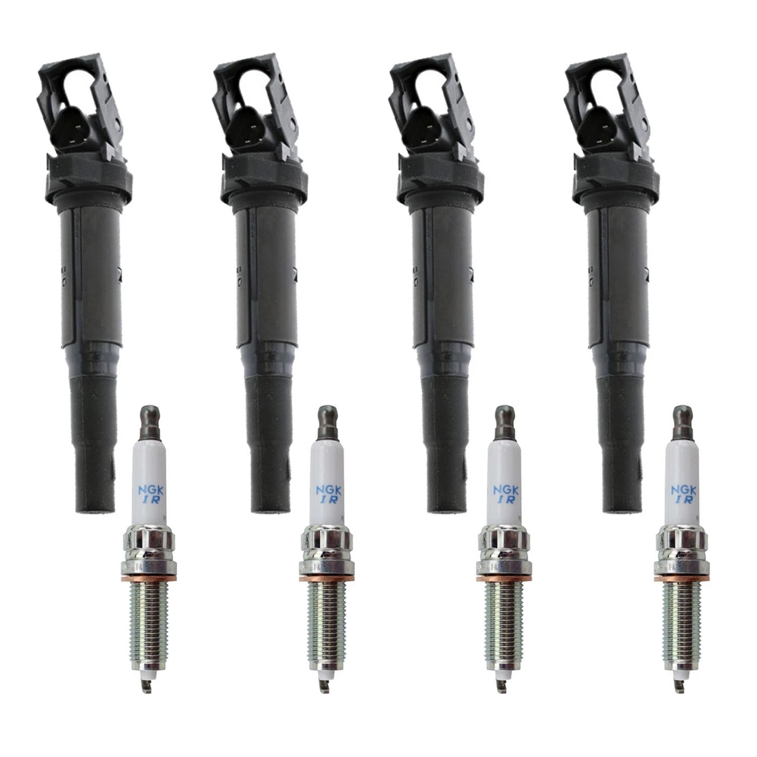 Set of 4 Ignition Coils & NGK Iridium Spark Plugs for BMW F10 F22 F26 F30 F32 E89