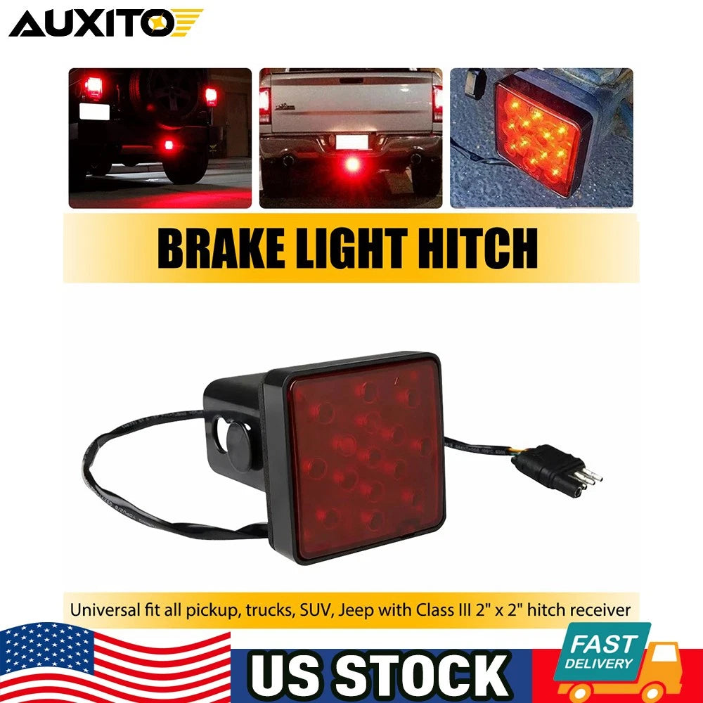 15LED Red Light Tow Hitch Driving & Brake Lamp for Pickup Trucks SUV (2" Receiver)