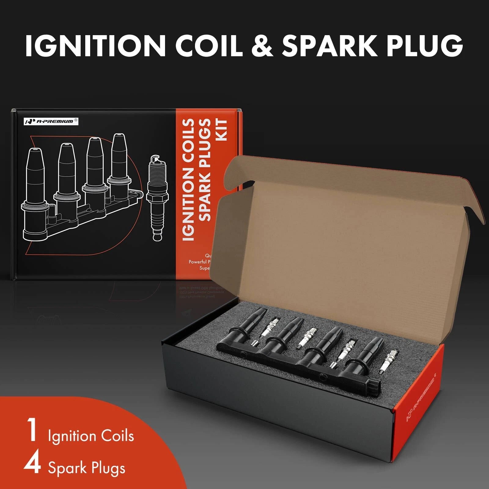 Ignition Coil & Iridium Spark Plugs for Chevy Aveo Pontiac 2009-2011