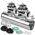 Universal Silver Type-FV 2-Bolt Blow Off Valve + 2.5" Dual Port Flange Adapter