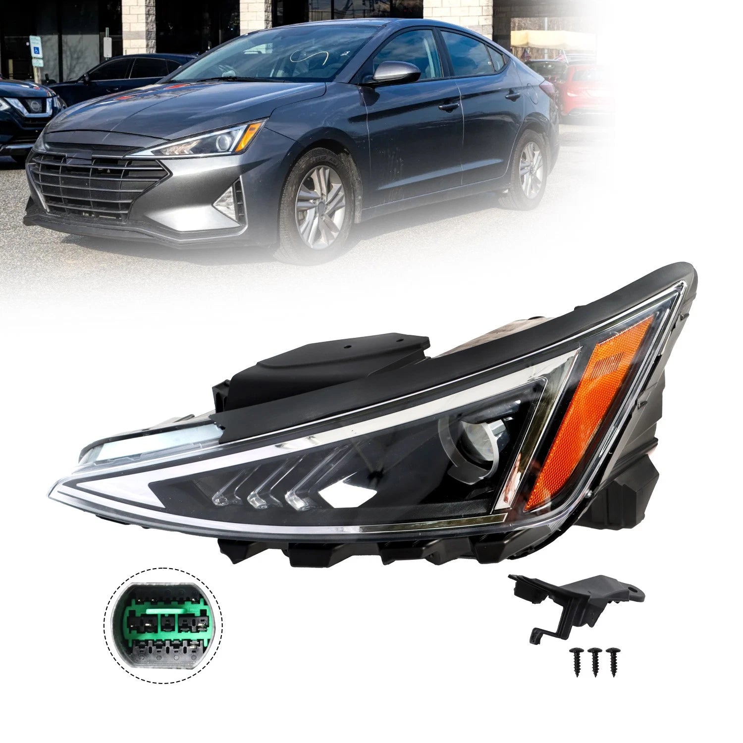 Projector Halogen Headlight LH for Hyundai Elantra Sedan (2019–2020)