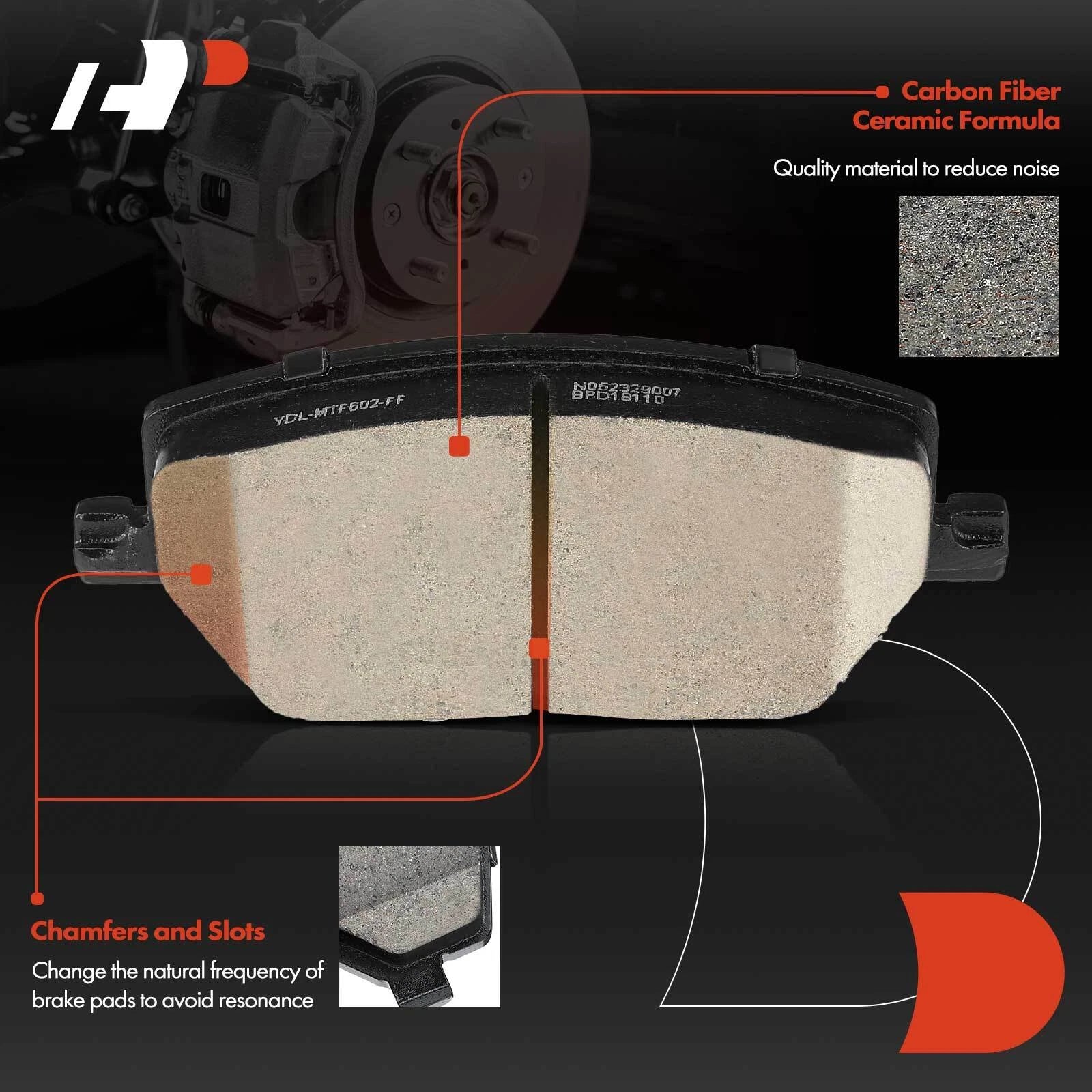 Set of 4 Front Ceramic Brake Pads for Jeep Compass Renegade (2017–2022)