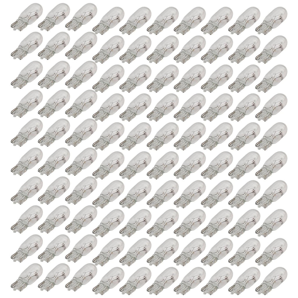 100PCS Clear Wedge Base Incandescent Bulbs for Vehicle Lighting (All Years)