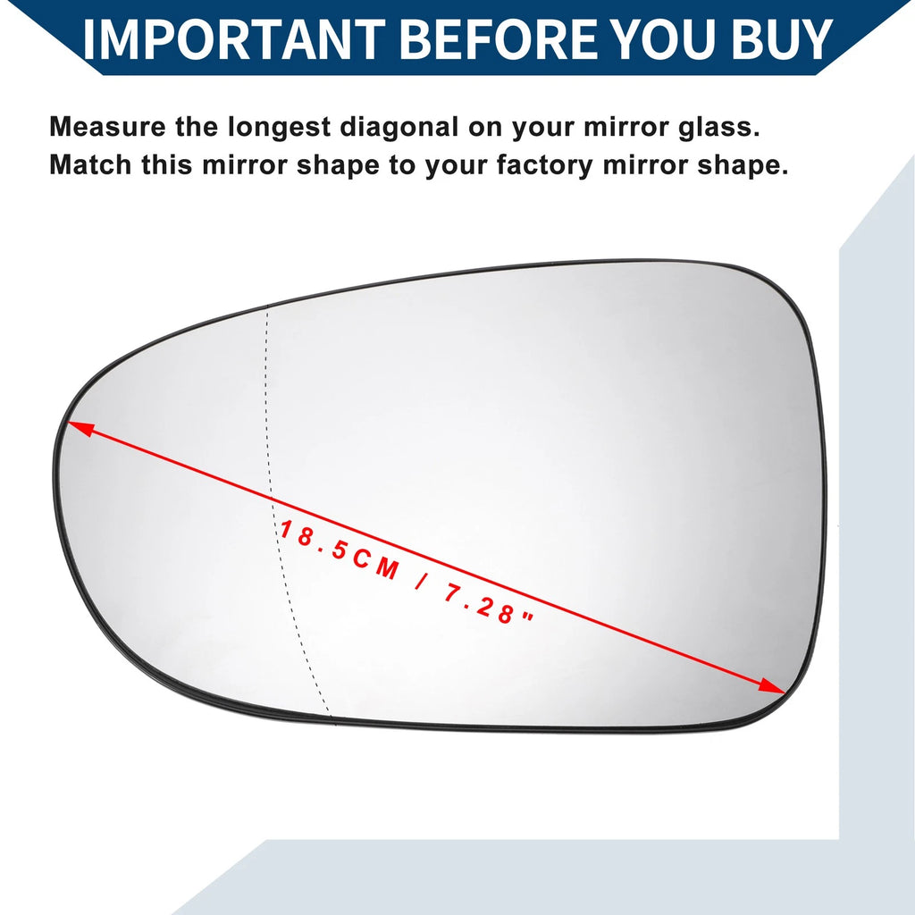 Heated Left Side Mirror Glass for Volkswagen Sharan (2001–2003)