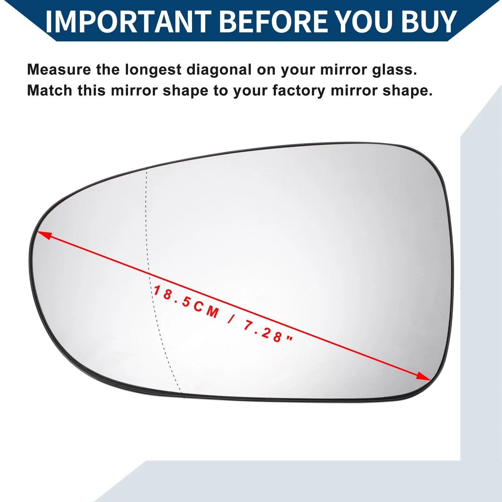 Heated Left Side Mirror Glass for Volkswagen Sharan (2001–2003)