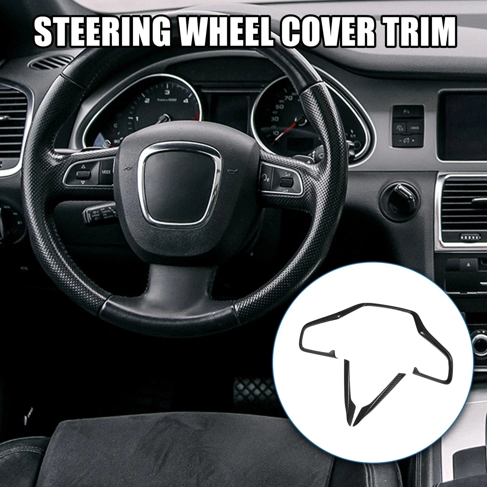 3 Pcs Steering Wheel Cover Trim for Honda Civic (2016-2021) Carbon Fiber