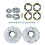 Set of 2 Galvanized Trailer Hubs with Spindle and Bearing Kit for Trailer