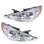 Pair Chrome Headlights for Hyundai Sonata (2011–2014) Clear Lens