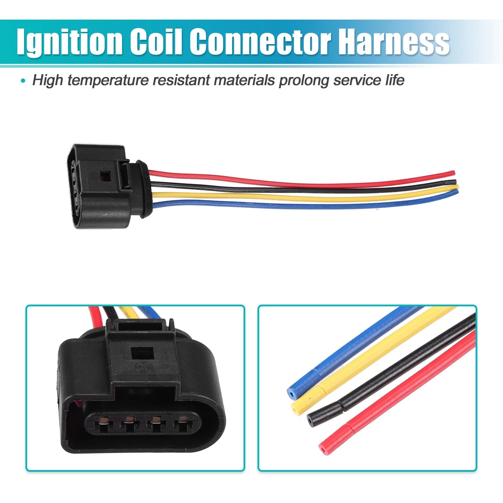 Set of 4 Ignition Coil Connectors for Volkswagen CC 2.0T (2009–2016) No. 1J0973724A