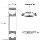 Deep Groove Ball Bearing 6815NR for Scooter Skateboard Wheel (P0 75x95x10mm)