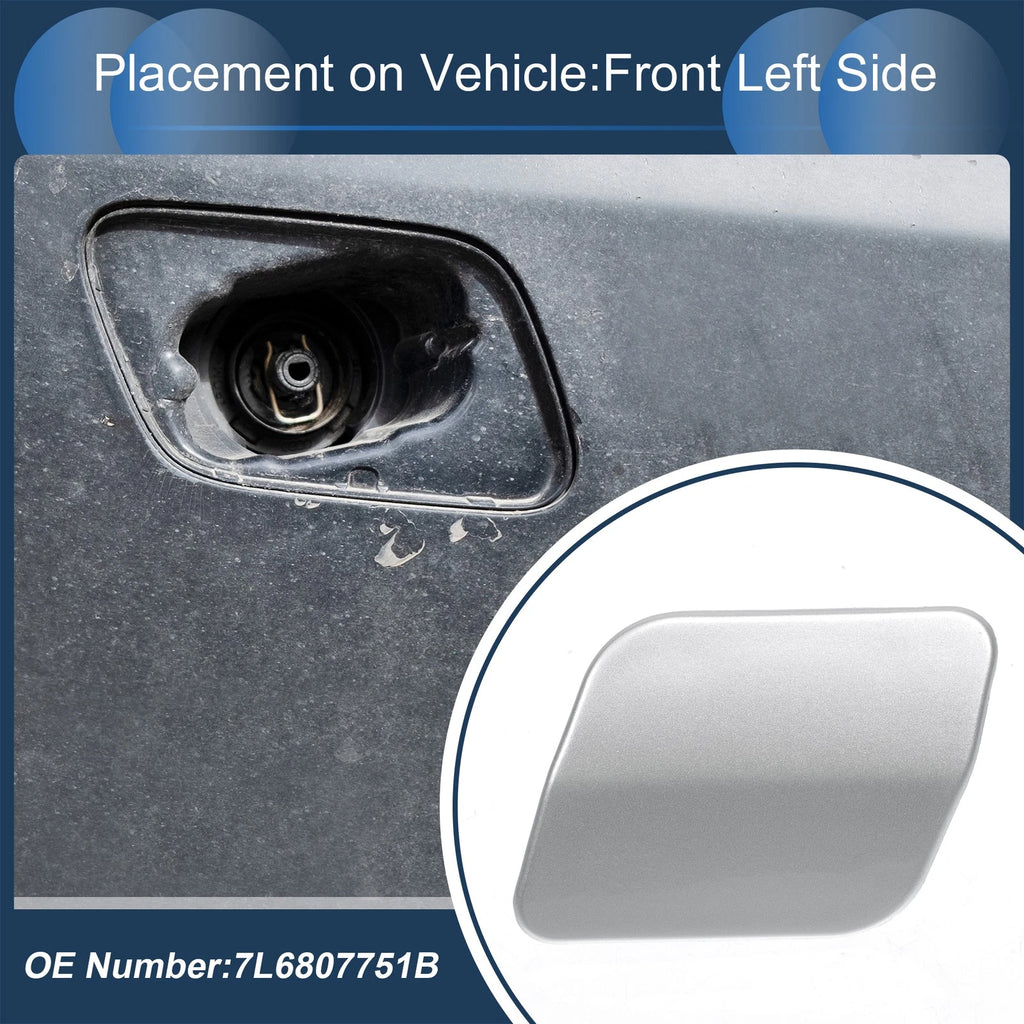 Front Left Washer Nozzle Cover Cap for Volkswagen Touareg (2007–2010) Silver Tone