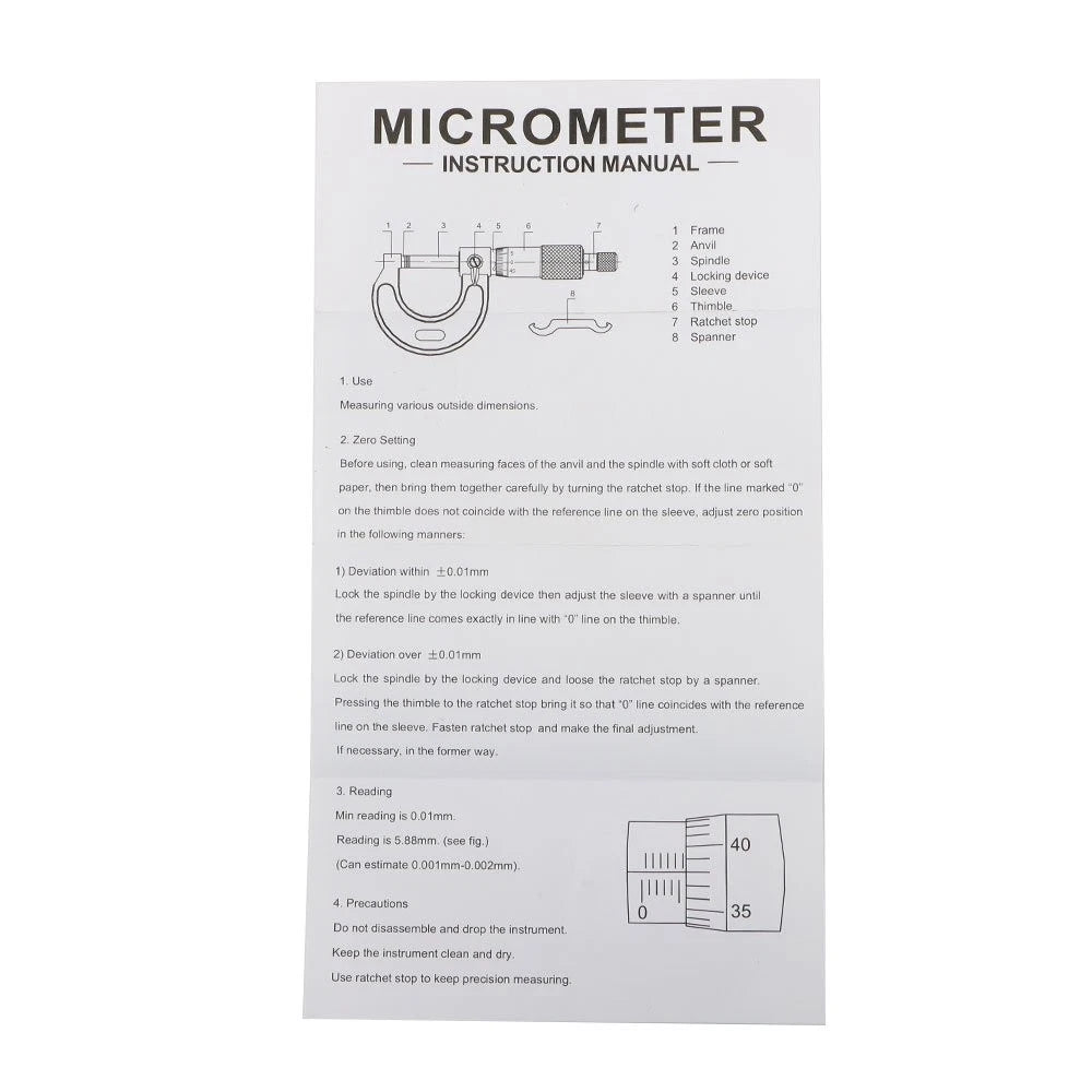 Set of 6 Precision Outside Micrometers 0-6"