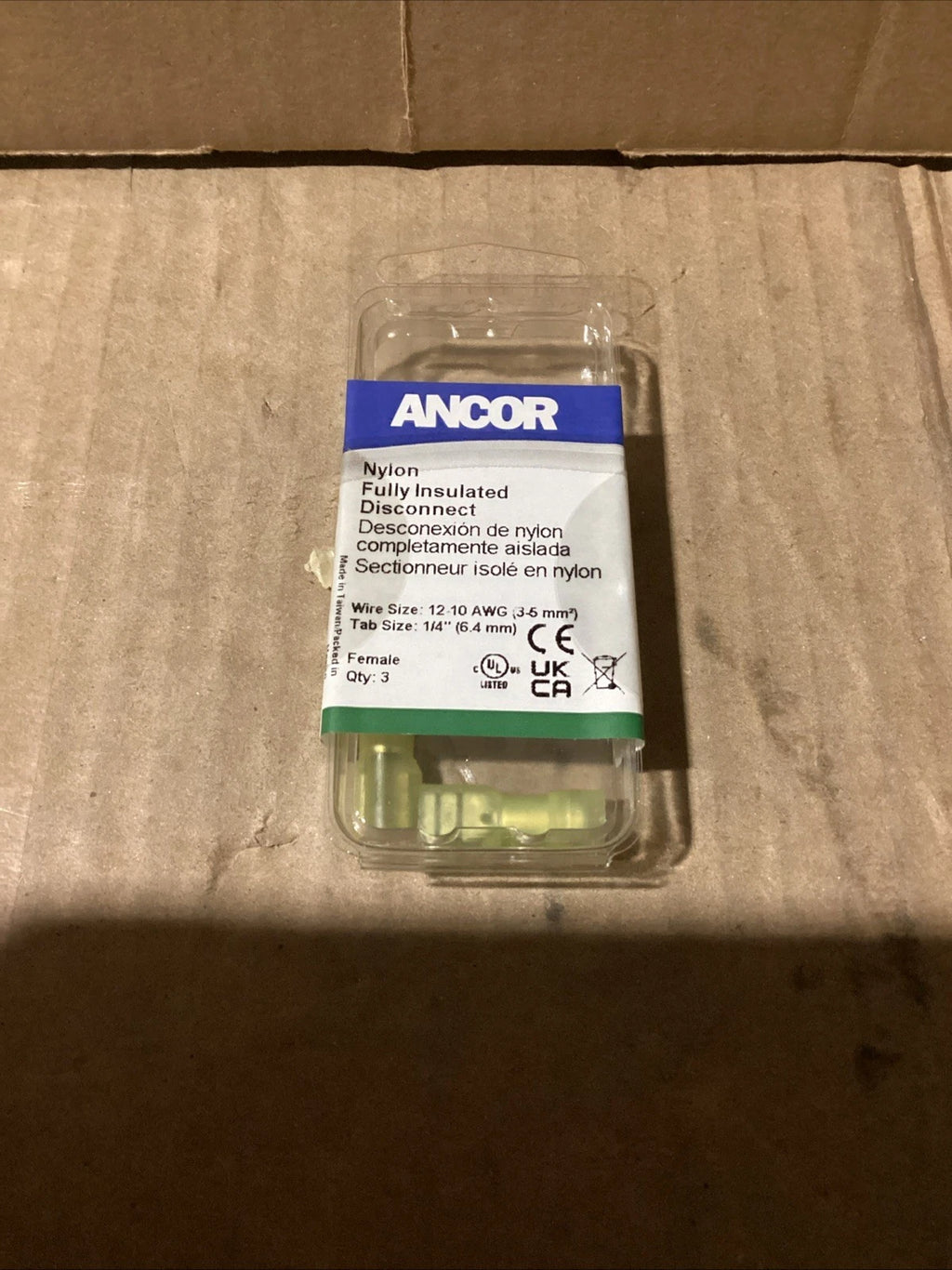 Set of 3 Ancor 231428 12-10 AWG Female Quick Disconnect Terminals