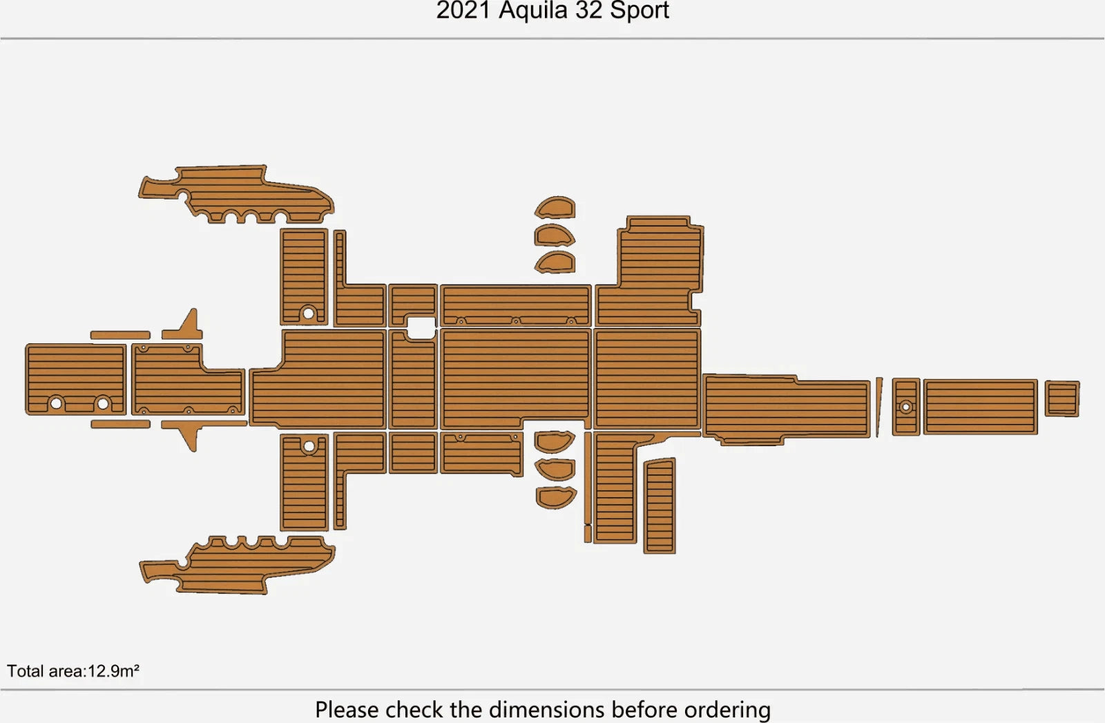 EVA Foam Teak Deck Flooring Pads for Aquila 32 Sport (2021)