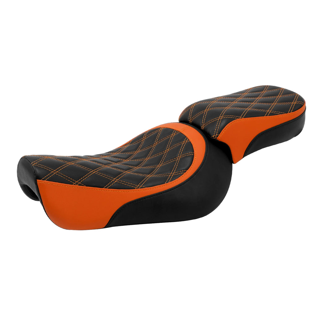 Rider Driver & Passenger Seats for Harley Iron 883 XL883N (2016–2022) Black Orange