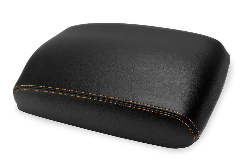 Console Lid Armrest Cover for Infiniti FX35 (2009–2012) - Leather, Orange Stitch