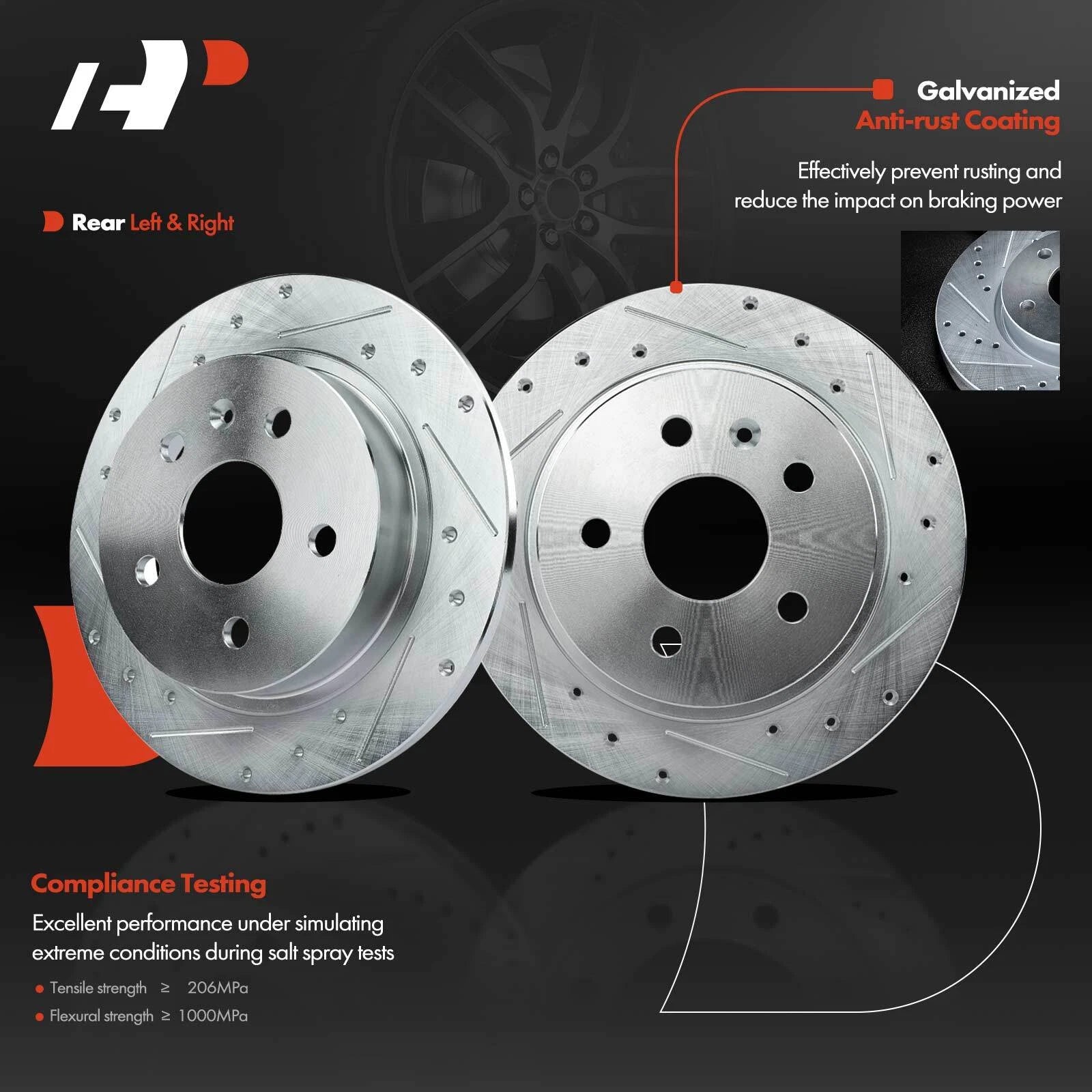 Drilled Brake Rotors & Ceramic Brake Pads for Chevrolet Malibu (2016â2023)