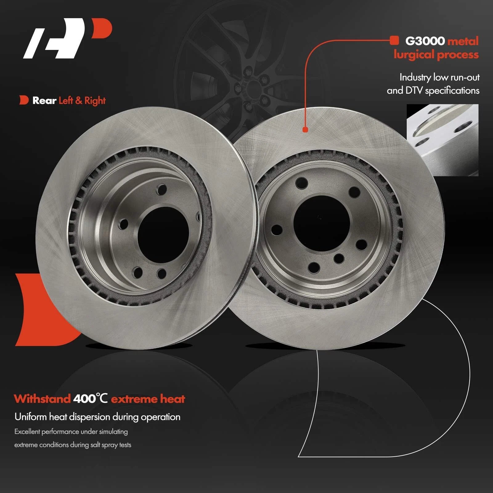 2X Rear Disc Brake Rotors for BMW 128i (2008-2013)