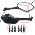LED Signal Integrated Black Motorcycle Rear View Side Mirrors Universal 10mm 8mm