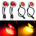Set of 4 Red/Amber Trailer Bullet Side Marker Lights with Chrome Bezel