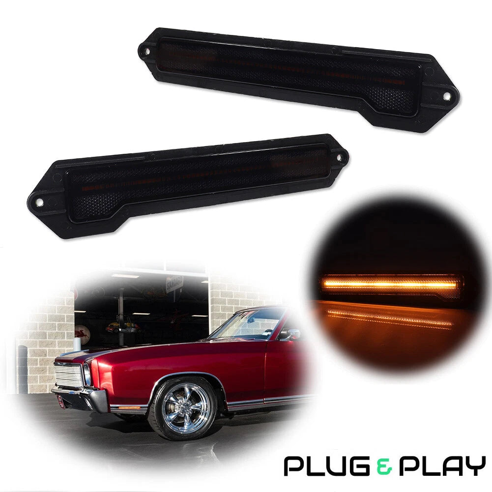 Smoke Lens LED Front Side Marker Indicator Light for Chevrolet Monte Carlo (1970–1972)
