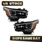 Set of 2 LED DRL Black Halogen Headlights for GMC Acadia (2017–2019)