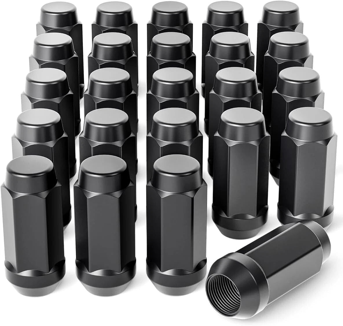 24x Black Bulge Acorn Lug Nut for Chevrolet Silverado (YYYY–YYYY)
