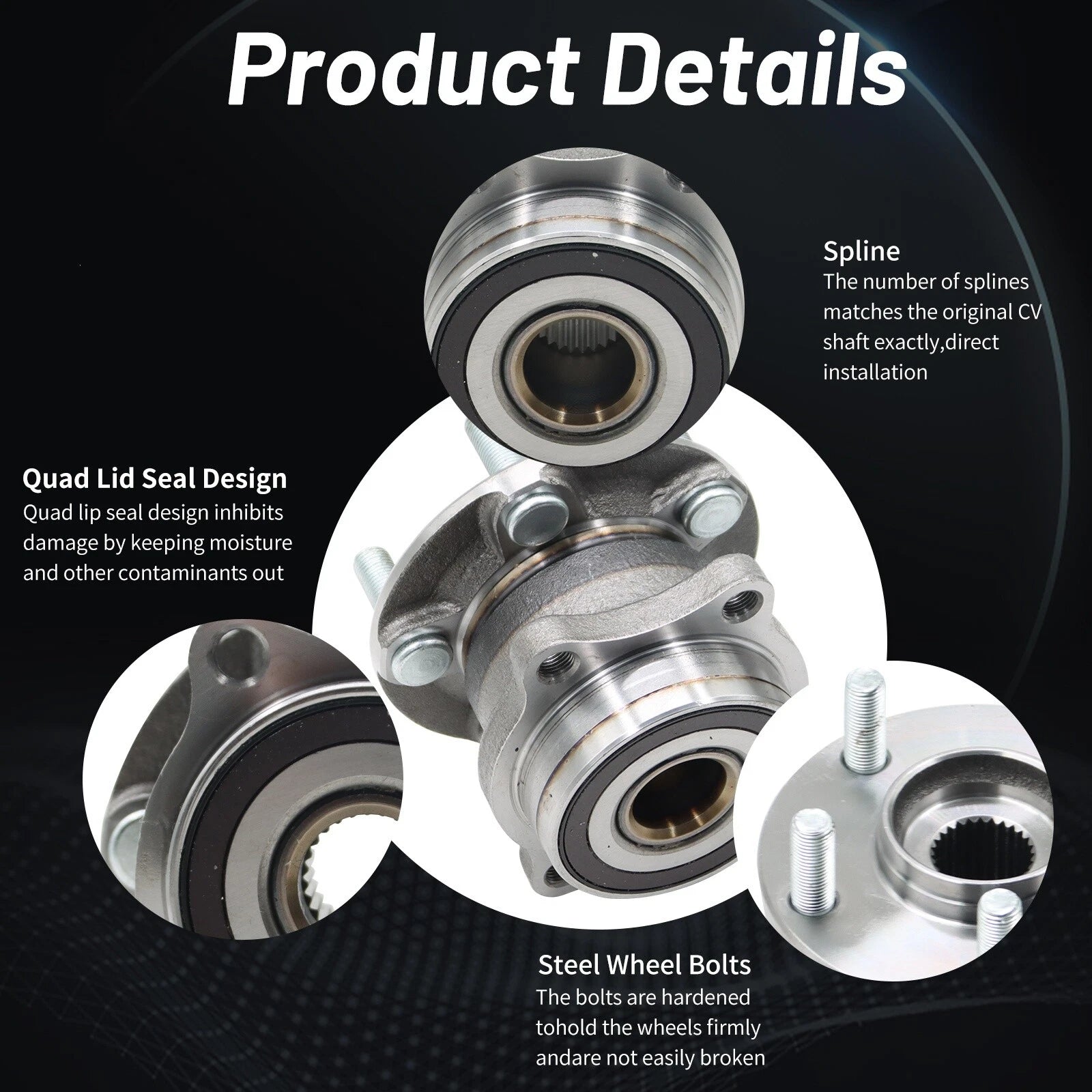 Pair Rear Wheel Hub Bearings for Subaru Outback Forester Legacy (2010–2014)