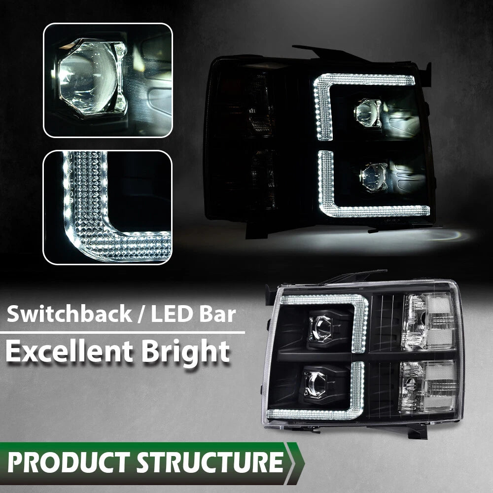 LED Projector Headlights for Chevy Silverado 1500/2500/3500 (2007–2013)