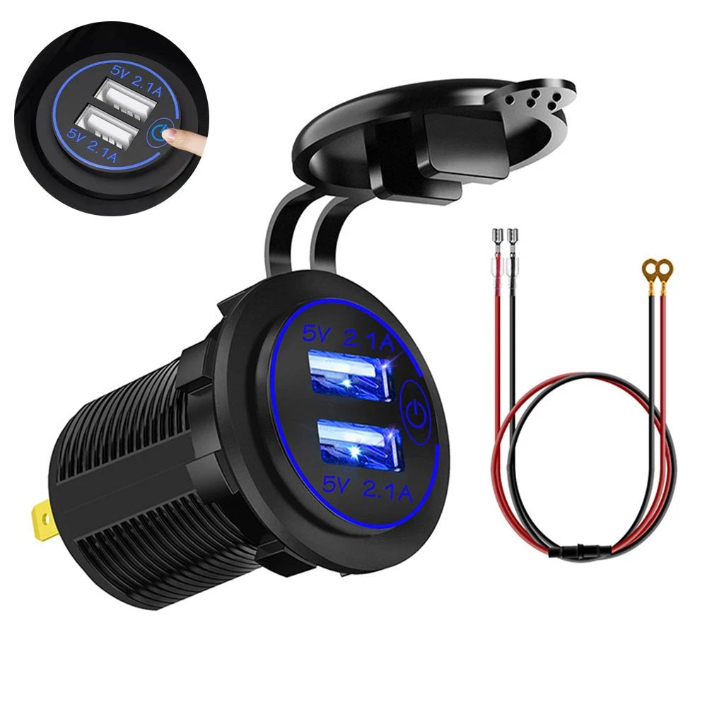 Cigarette Lighter Socket USB Charger for Car (Waterproof)