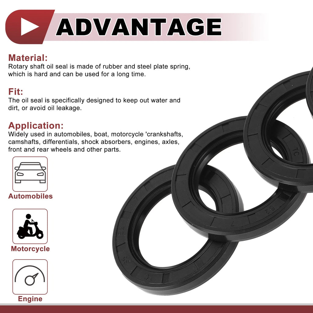 Set of 5 Rotary Shaft Oil Seals 35x52x7mm Nitrile Rubber 672668828724