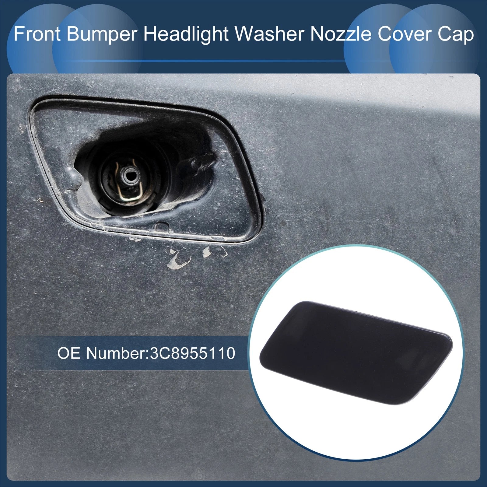 Front Right Washer Nozzle Cover Cap for Volkswagen Passat CC (2008–2012) Blue