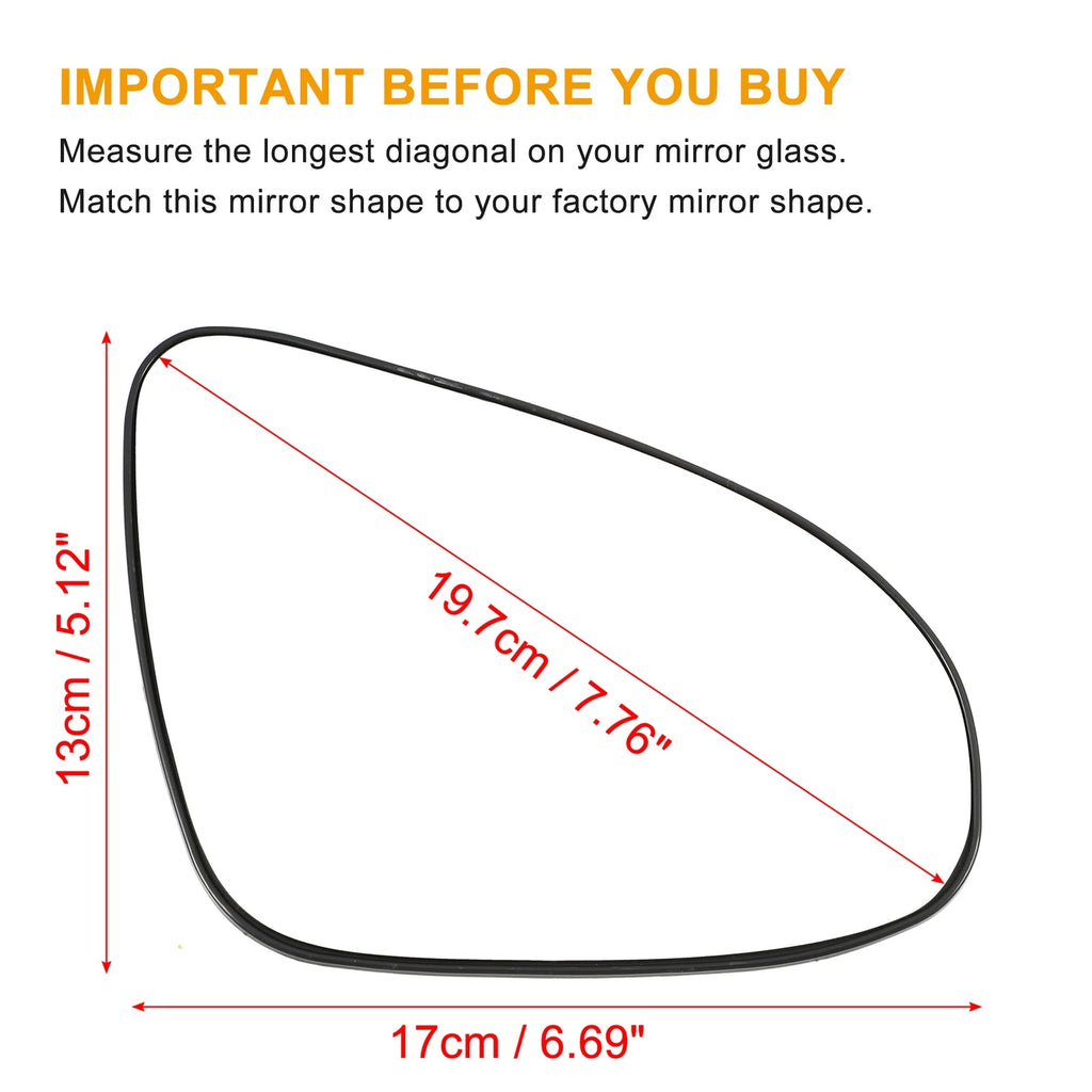 Heated Right Side Mirror Glass for Toyota Yaris (2010–2012) No. 879080D600