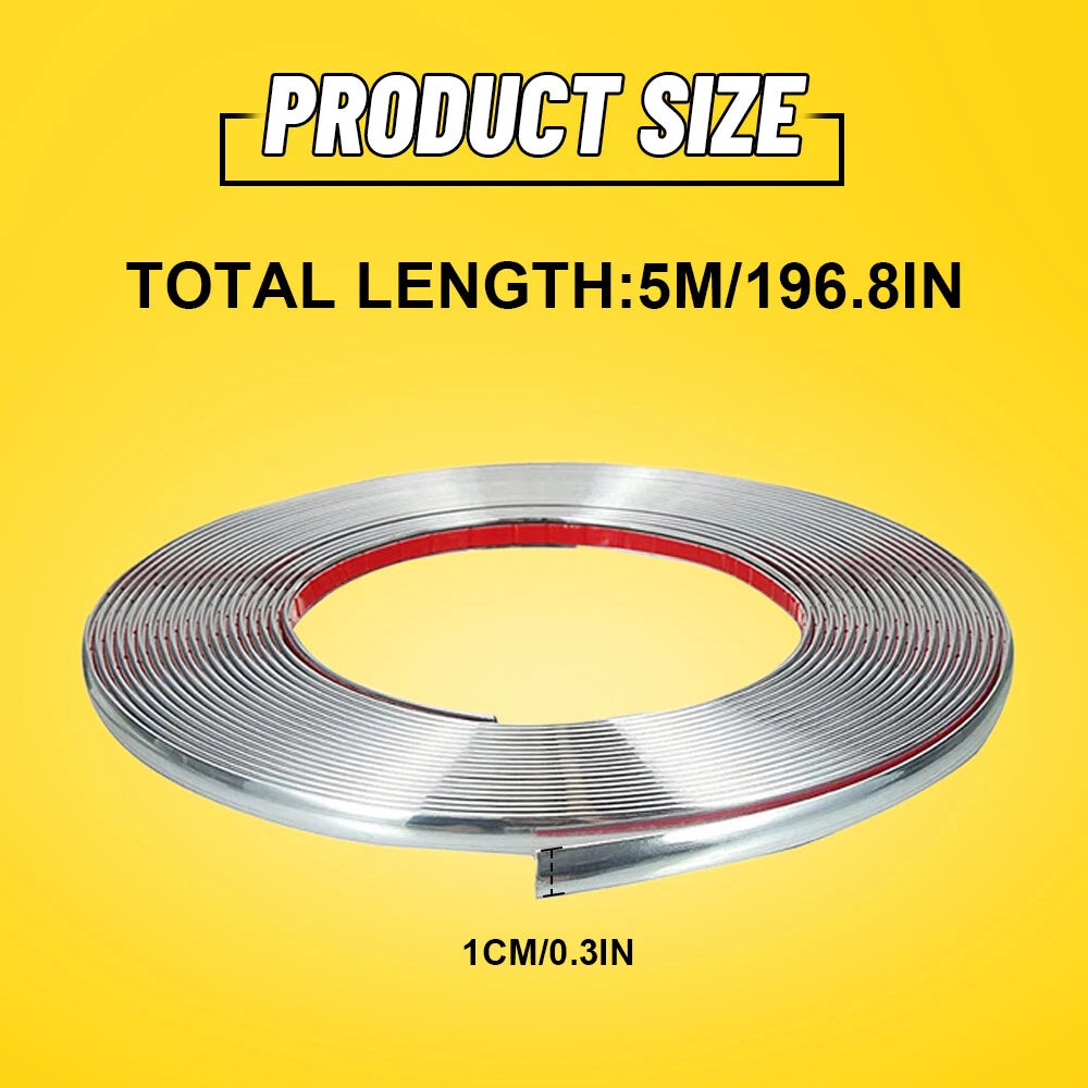 10mm Chrome Trim Molding Strip for Car Door Window (16FT)